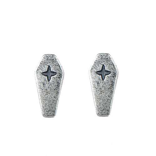 Dark Dream s925 sterling silver death cross rhombus earrings Gothic punk alternative style ear jewelry