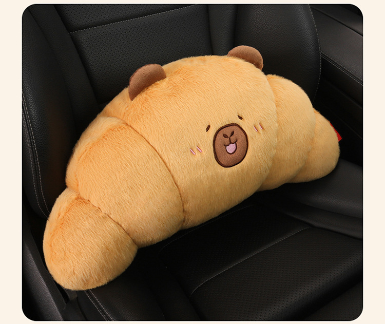 Plush Car Headrest Pillow, Neck Pillow, Cute Cushion, Car Seat Cushion, Cartoon Quirky Croissant Muscle Kt