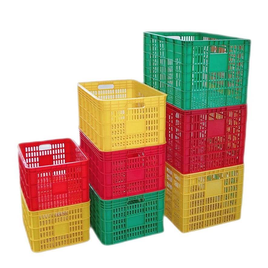 610-420仓储塑料周转筐多用途镂空网格塑胶箱物料蔬菜水果周转箩