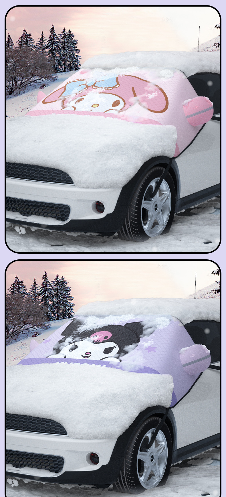 Sanrio Snow Cover for Car Windshield, Anti-Freeze Cover, Anti-Snow Cover, Winter Thickened Car Cover, Windshield Snow Cover