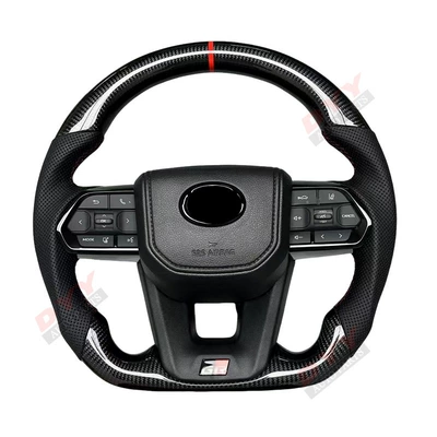 Suitable for Nx/Rx/Lx570/Gx460 Upgrade Lc Modified Gr Carbon Fiber Steering Wheel Real Carbon Steering Wheel Old to New (Steering wheel) - real-carbon-classic-model-red-back-to-black-label-black-buttons-and-black-lines-gr