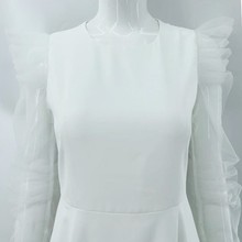 陪你一起长大林芸芸颖儿同款夏季新款白色拼接欧根纱气质连衣裙女