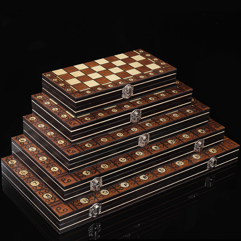 Magnetic three-in-one wooden chess foldable portable educational chess game cross-border factory direct toys