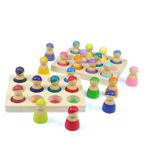 Manufacturer Supply Wooden Arch Bridge Rainbow Block Building Stacking Fun Rainbow Little People Sorting Tray Toy Indoor Decor