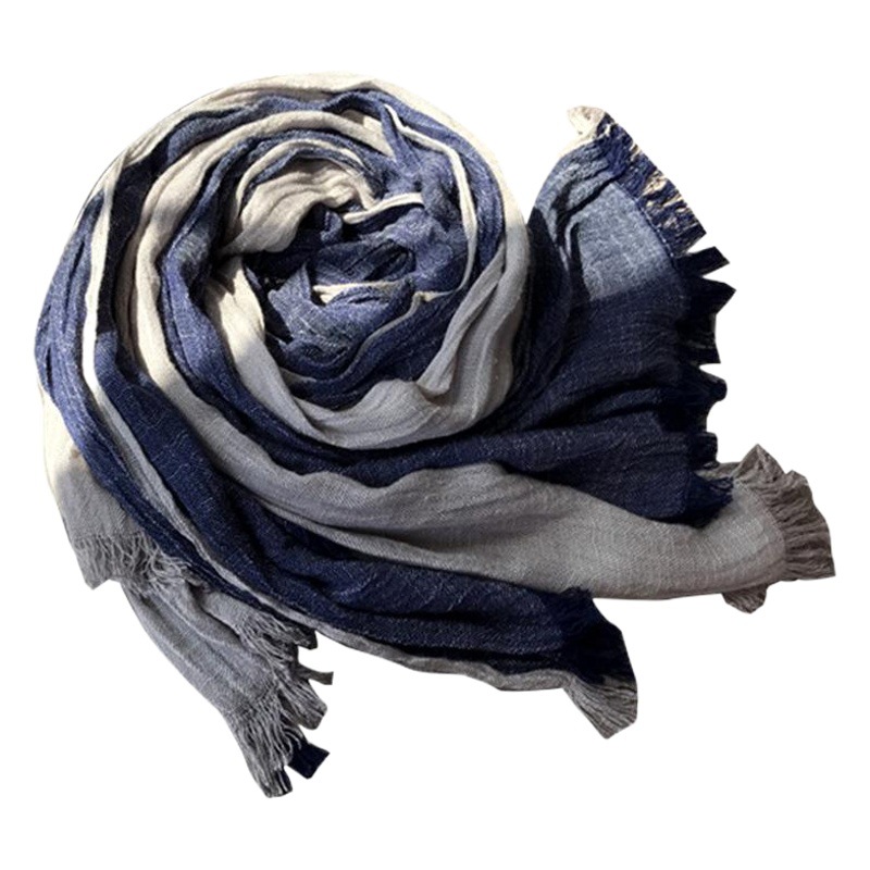 Cross-Border Autumn and Winter New Style Artistic Cotton and Linen Scarf for Women, Color-Blocked Shawl, Korean-Style Atmosphere, Foreign Trade Men's Scarf Trend