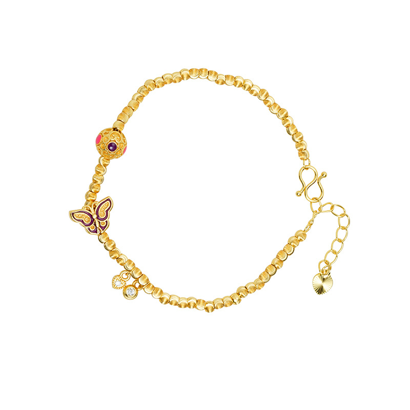 Nuevo estilo chino de oro de arena vietnamita de moda nacional mariposa silla pulsera de bola de seda nicho de diseño de joyería al por mayor