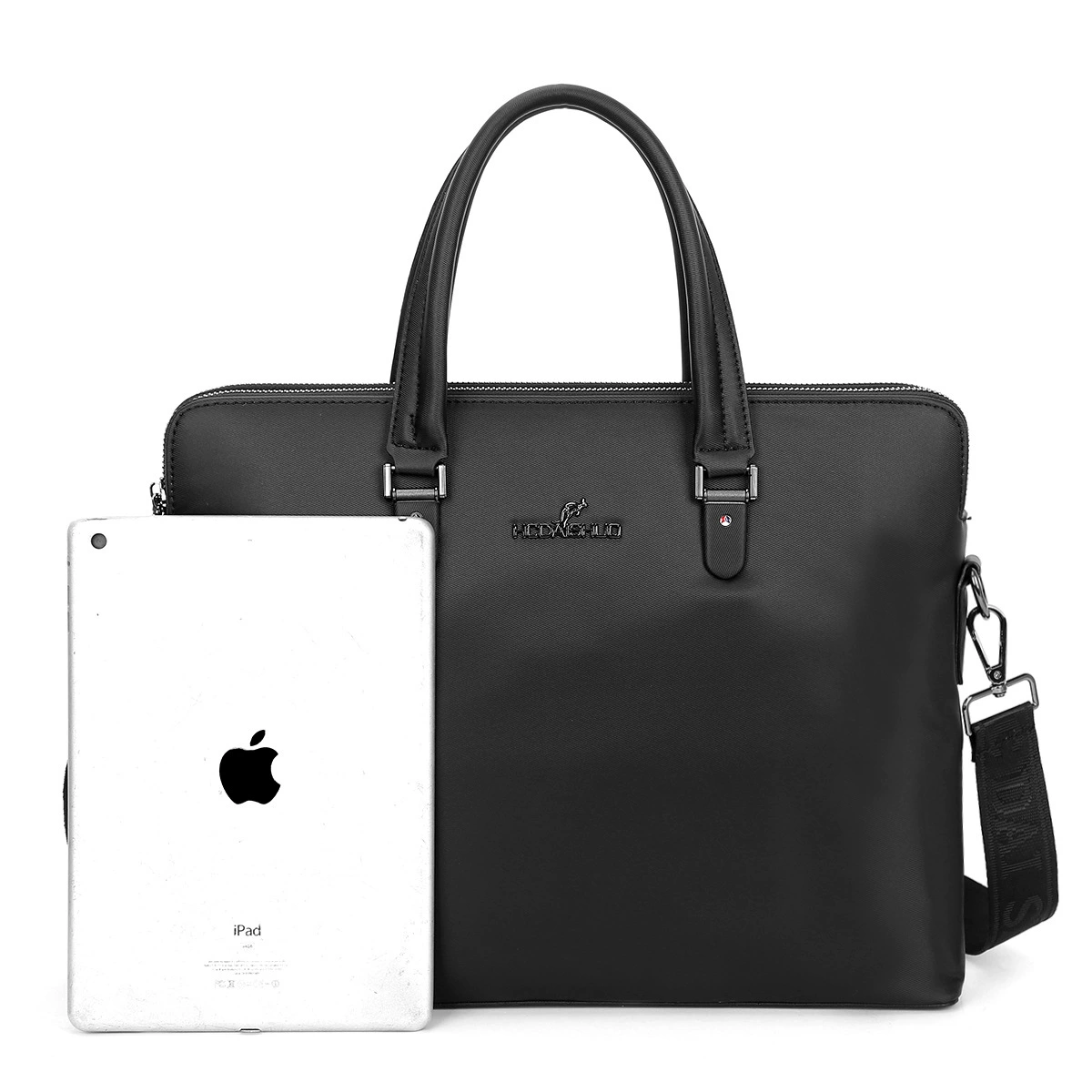 Men's handheld purse for documents, capacious linen bag for folders