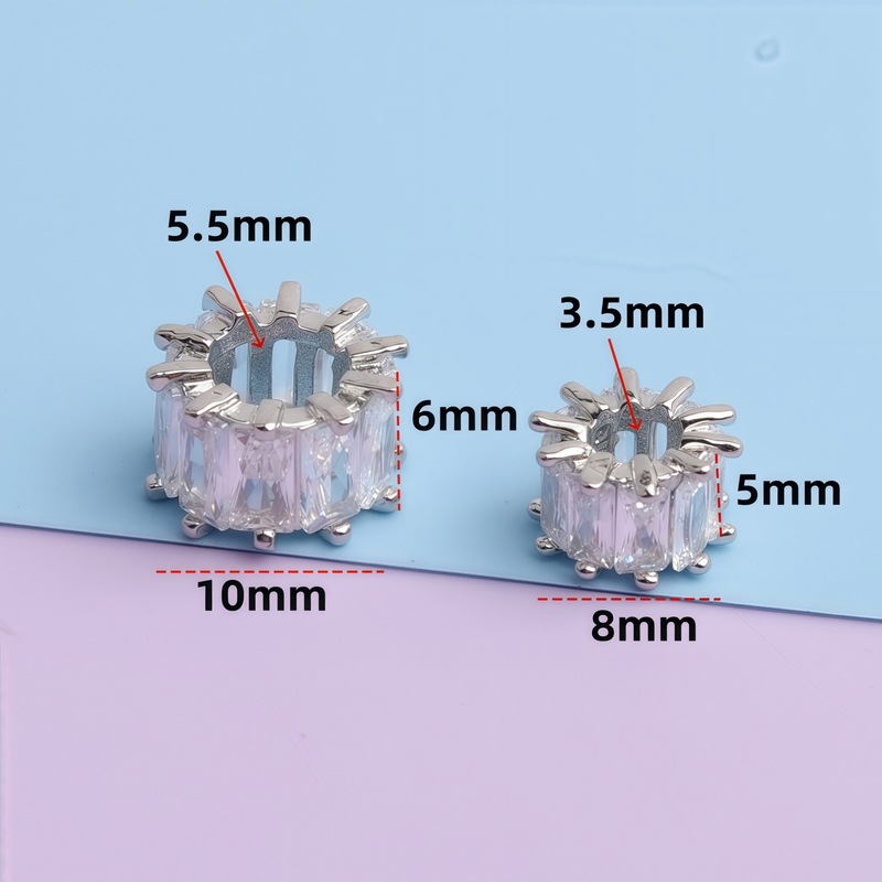 銅メッキ 14K ゴールドメッキ色保持スクエアジルコンバレルビーズ大穴パスビーズ DIY ブレスレットネックレスビーズ|undefined