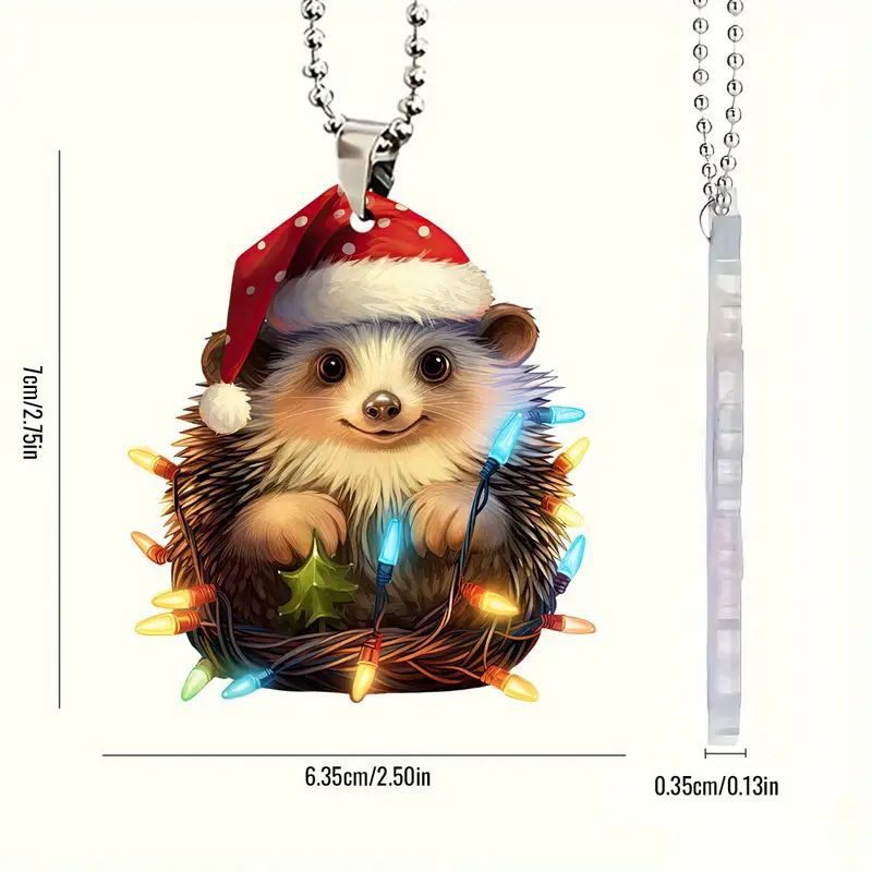 Navidad nuevo adorable erizo colgante de vacaciones plano transfronterizo automóvil espejo retrovisor interior decoración colgante