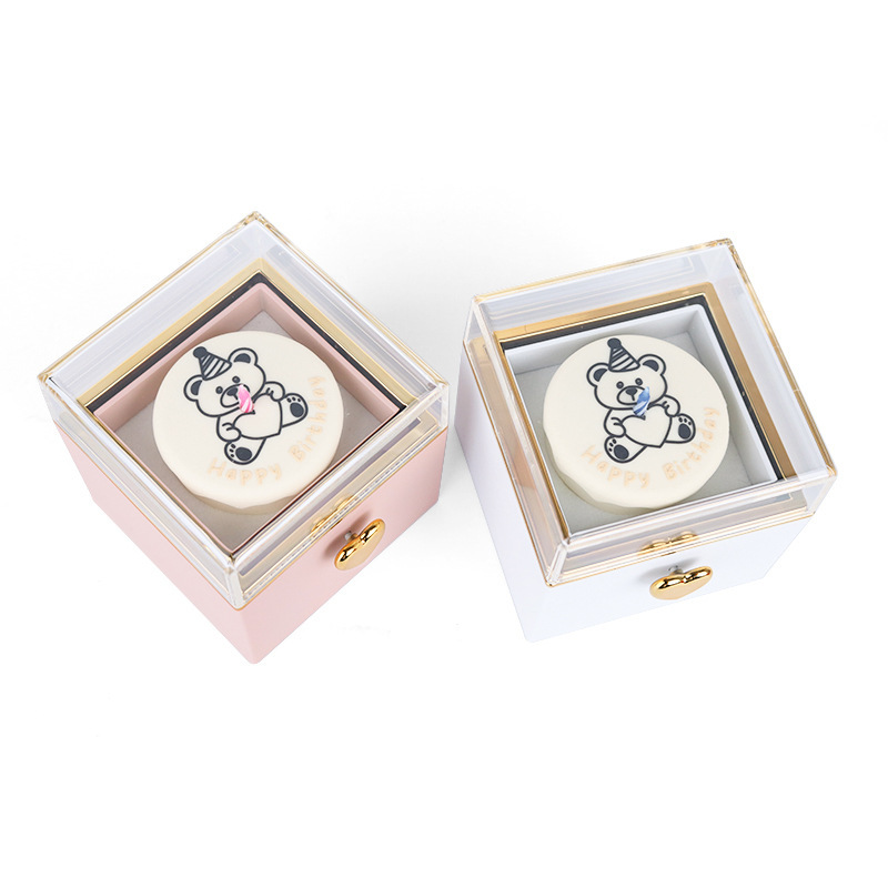 Nueva caja de embalaje de joyería de vela de pastel flip collar de anillo caja de regalo giratoria automática caja de sorpresa creativa