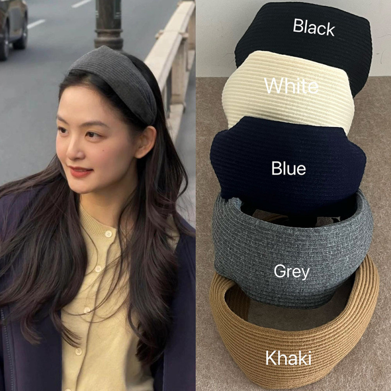 South Korea Retro High-end Texture Fashionable Pit Edge Simple Hair Band All-match Sports Full Wide Edge Headwear Hair Band Headband