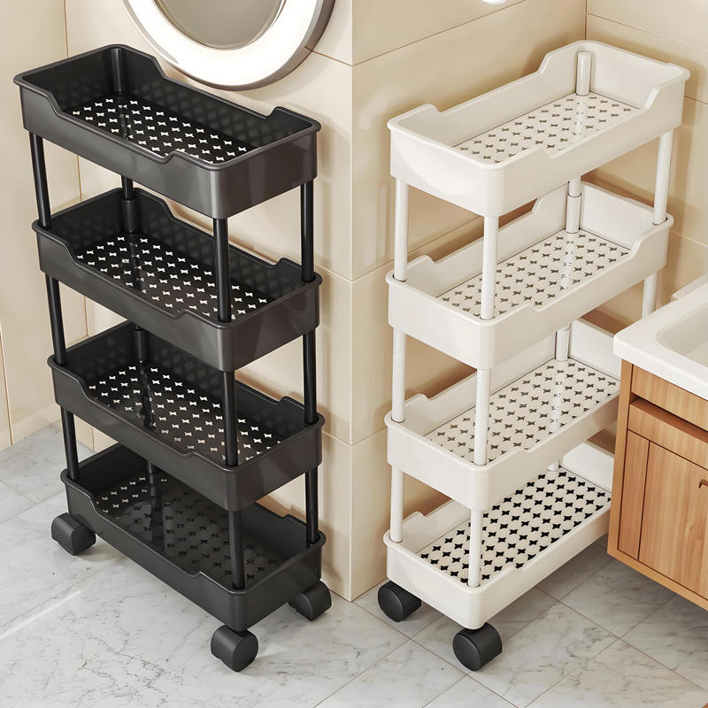 Bathroom Punch-Free Storage Rack Narrow Multi-Layer Trolley Toilet Bathroom Floor-Standing Washbasin Sandwich Storage Rack Bathroom Punch-Free Storage Rack Narrow Multi-Layer Trolley Toilet Bathroom Floor-Standing Washbasin Sandwich Storage Rack