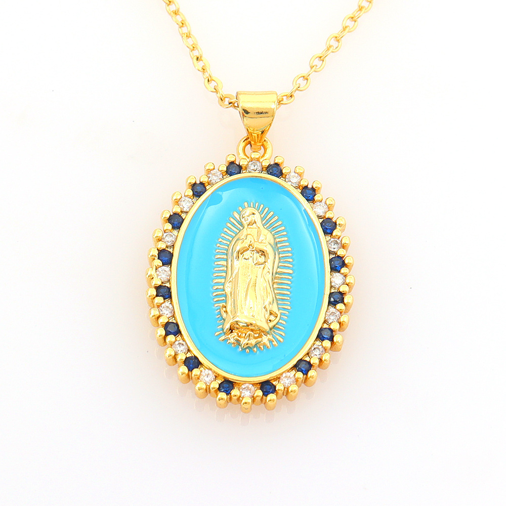 1 Piece Quantity Holiday, Daily Occasion Copper Simple Style Classic Style Inlay Round Rhinestones Pendant Necklace