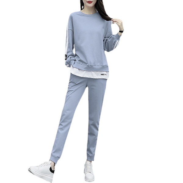 カジュアルなスポーツ風の秋の服の女性の新型の大きいサイズのins潮のファッションのスーツの太っているmmのゆったりしている肉を遮ってやせています越境します|undefined
