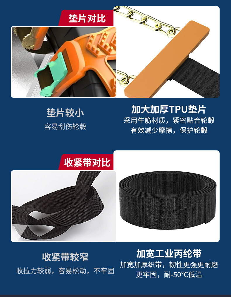 Extra Thick Anti-Skid Chains for Cars, Suitable for Off-Road Vehicles, Sedans, and Suvs, Universal Single Chain, Single Piece, Reinforced Tire Manganese Steel Snow Chains