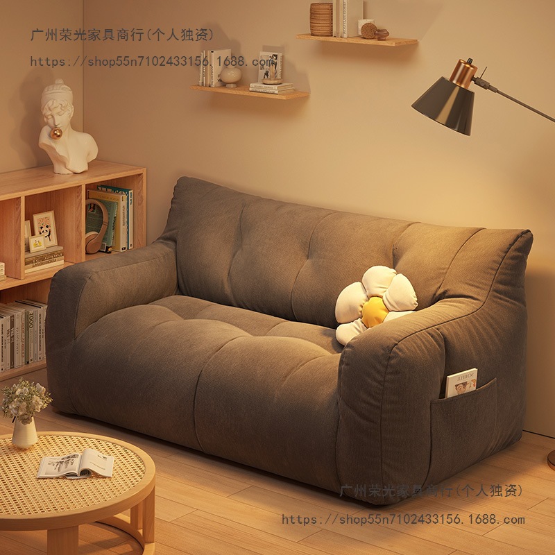 Fabric Sofa Living Room Small Apartment 2025 New Rental House Double Three Person Tatami Rest Area Lazy Sofa