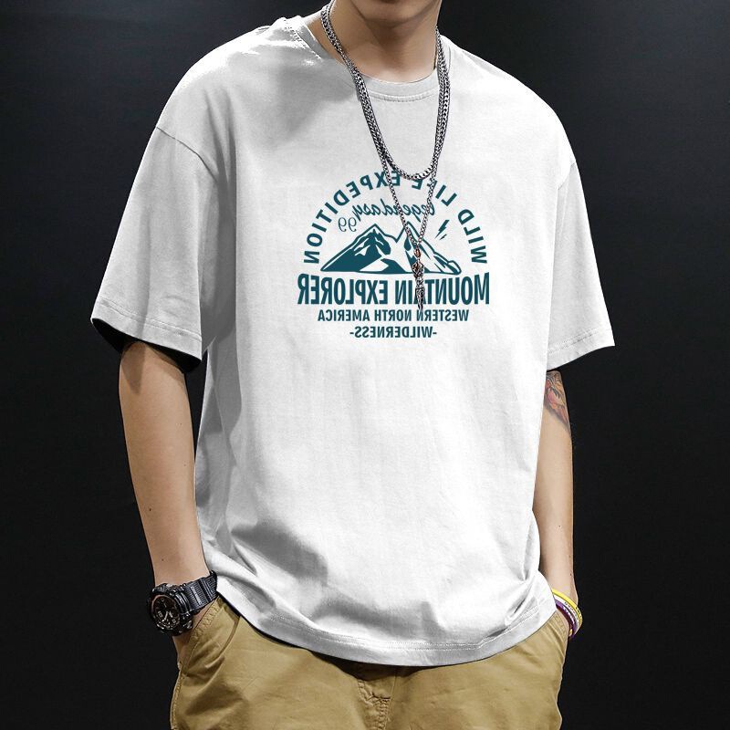 Cotton heavy plus size American loose Hong Kong style regular trendy summer fashion avant-garde new short sleeve men Cotton heavy plus size American loose Hong Kong style regular trendy summer fashion avant-garde new short sleeve men