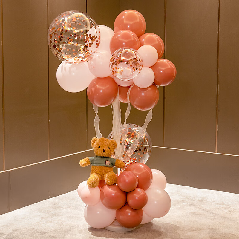 Columna de Globo de estilo oso rosa retro