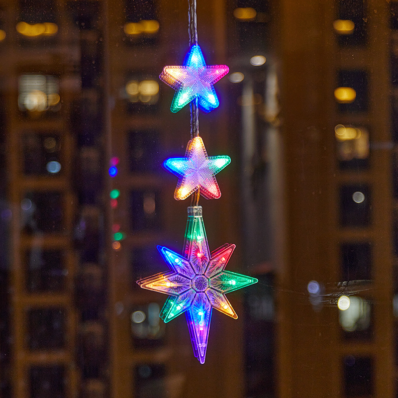 Nuevo estilo transfronterizo Navidad ambiente creativo LED ventosa decoración de la lámpara decoración del festival lámpara de estrella de cinco puntas colgante colgante image 25