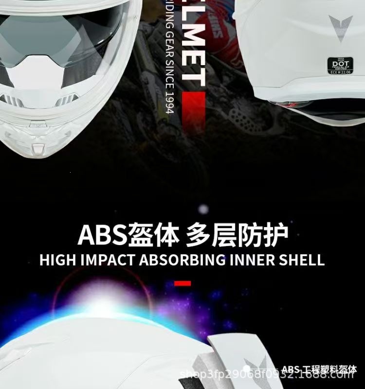 American Vega Motorcycle Helmet for Men and Women, Bluetooth Racing Helmet, Four-Season Sun Protection Full-Face Helmet, Retro Motorcycle Helmet with Large Tail Wing, 3C