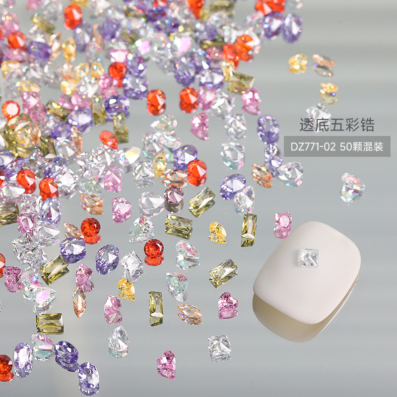 50 투명 바닥 다채로운 혼합 지르콘 (DZ771-02)