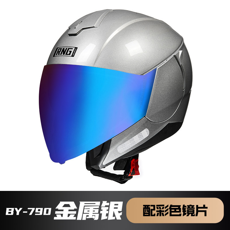 RNG marca motocicleta casco 3/4 medio casco motocicleta unisex casco montar casco coreano pedal casco