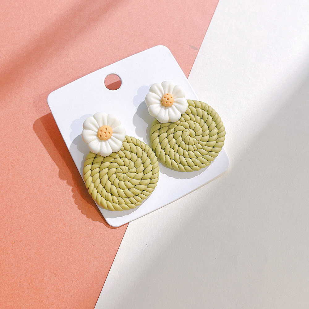 15g Weight Drop Earrings Classification 1 Pair Quantity Weekend Occasion soft clay Material Flower Pattern Women'S Gender Sweet Style Wholesale Jewelry 1 Pair Sweet Flower Soft Clay Drop Earrings 6