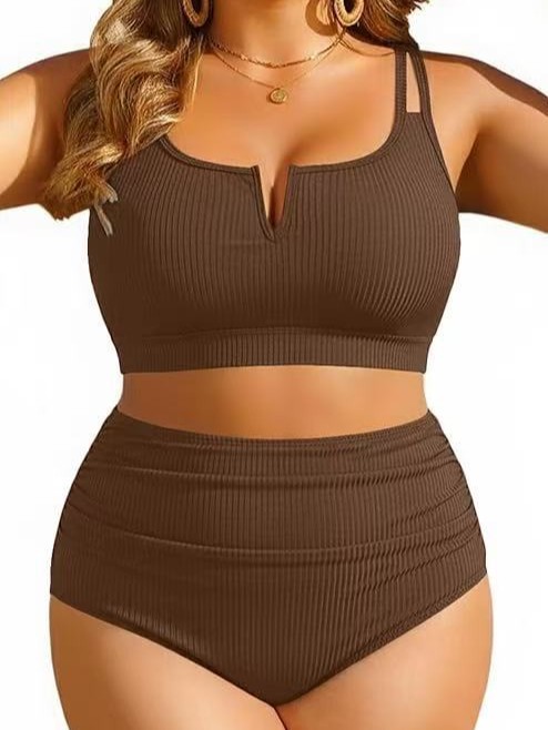 Qadın iki hissəli bikini, böyük ölçülər, düz rəngli