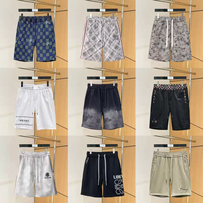 American Retro Embroidered Logo Drawstring Shorts, Loose Knit Knee-Length Sweatpants, Street Style Casual Sports Shorts