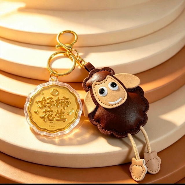 Popular Year of the Sheep gold-plated money-flower little sheep gold keychain, phone and bag pendant, cute cultural and creative gift Popular Year of the Sheep gold-plated money-flower little sheep gold keychain, phone and bag pendant, cute cultural and creative gift