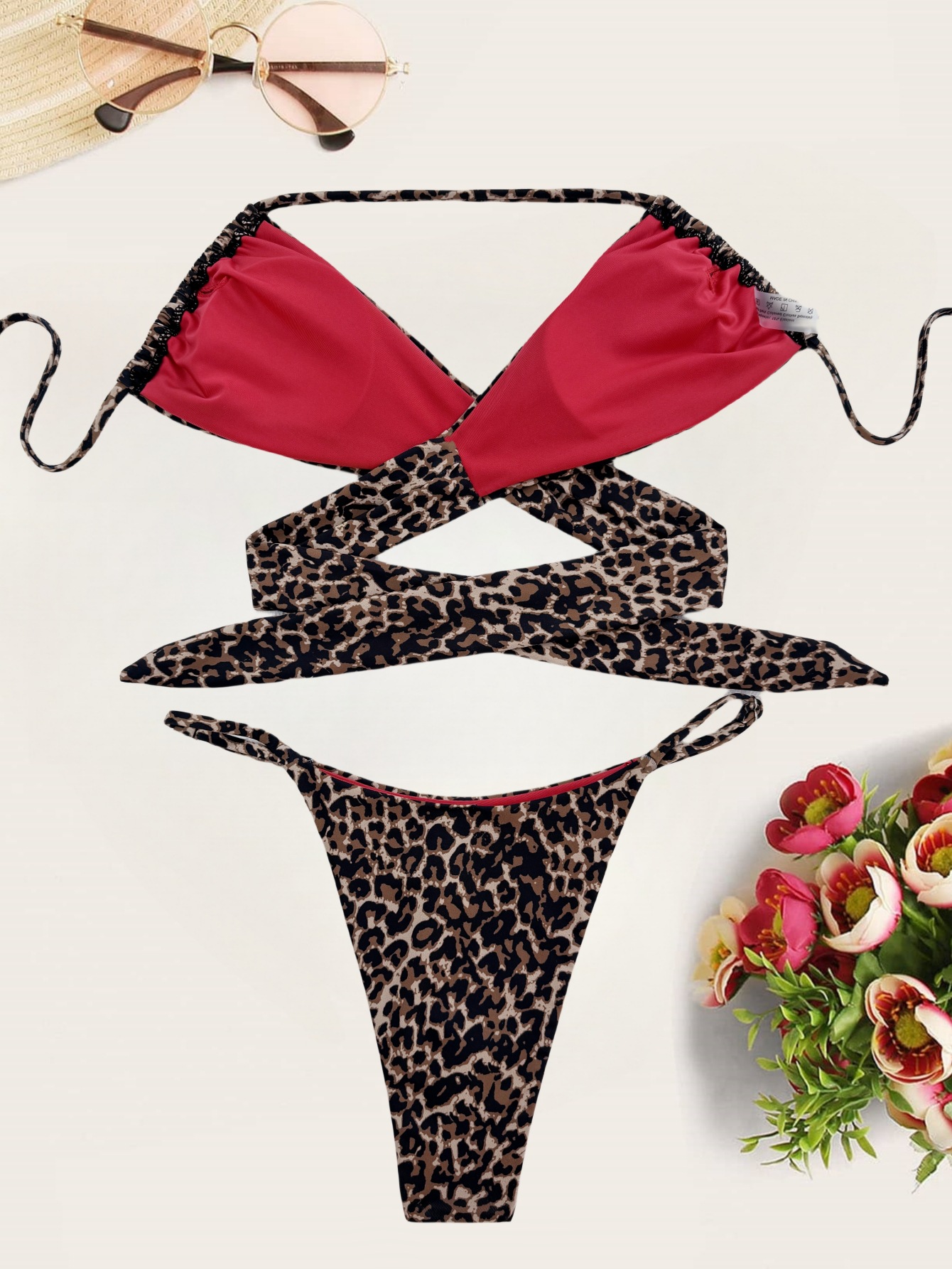 Leopard print bikini back view
