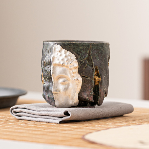 Dunhuang One Thought Master Cup Shino Ware Ceramic Cup Handmade Cultural and Creative High-end Retro Tea Cup Tea Cup