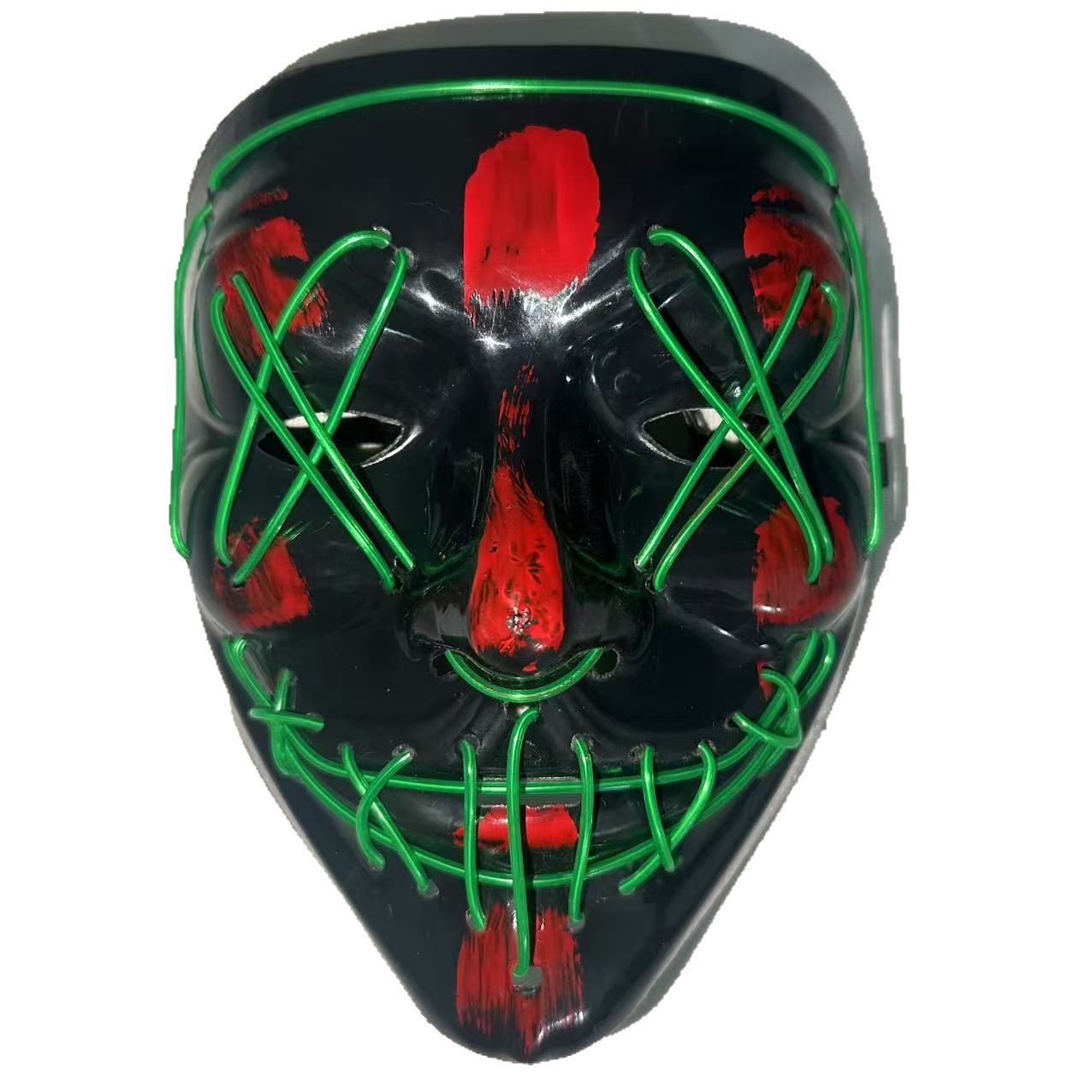 Máscara de terror de máscara de color V negra luminosa LED de Halloween transfronteriza