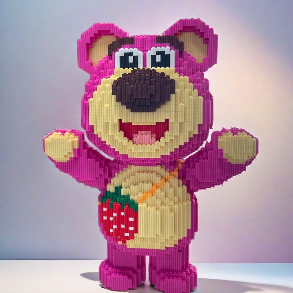 (2개) 국경을 넘나드는 인기상품(무료라벨링) 차오러센 딸기곰 시리즈 빌딩블록 소립자 교육용 장난감 장식품