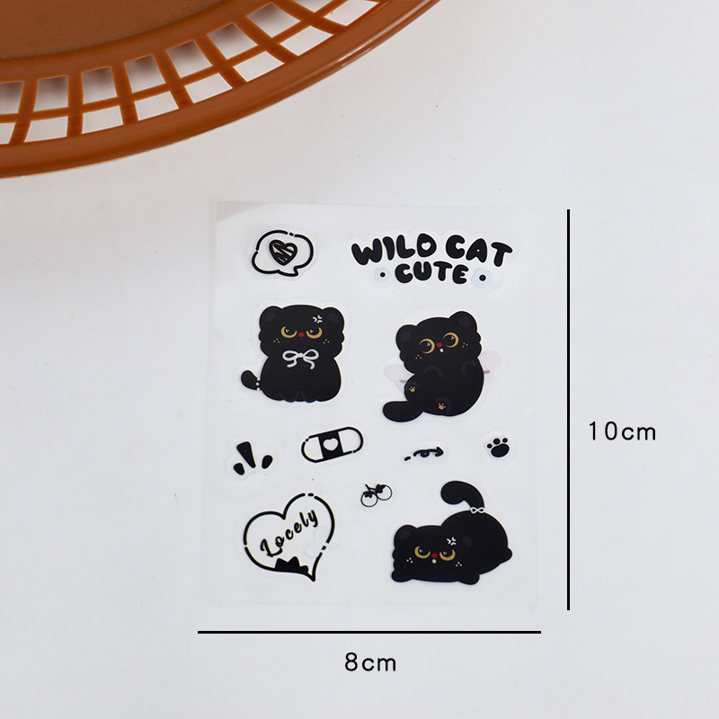 ブラック子猫ステッカーins风透明PET防水ステッカーかわいいDIY手帐ステッカー携帯电话水カップステッカー|undefined