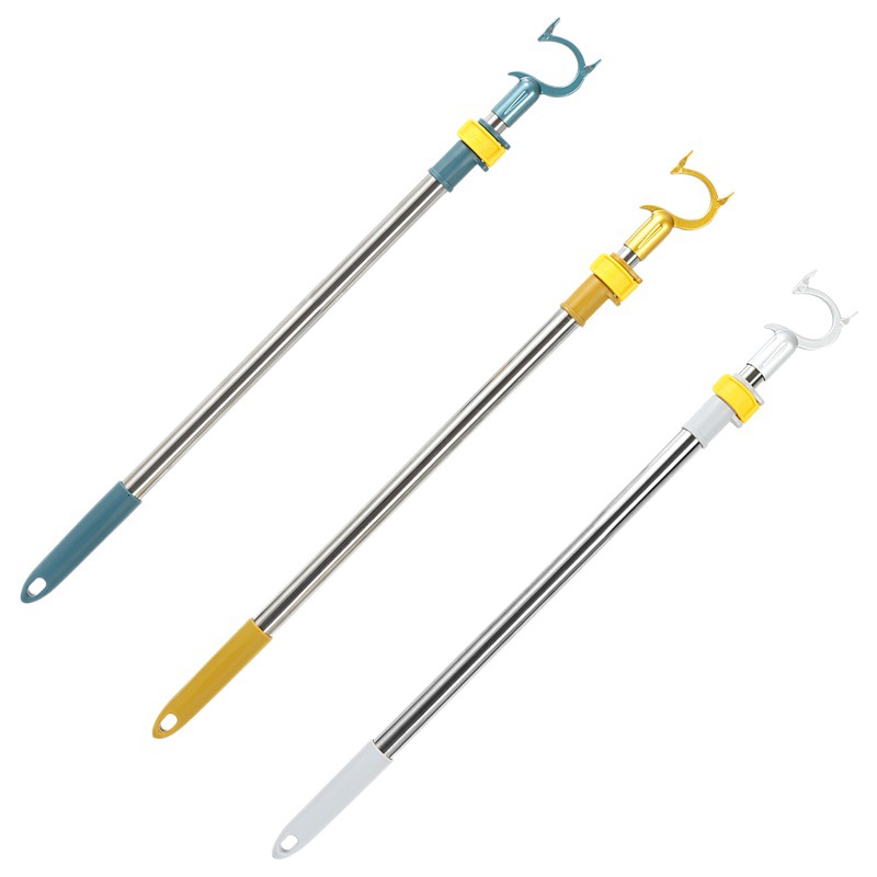 Horquilla de acero inoxidable retráctil, percha doméstica, poste de ropa, poste de ropa, palo de ropa fresca, soporte de ropa, cabezal de horquilla de aleación de aluminio