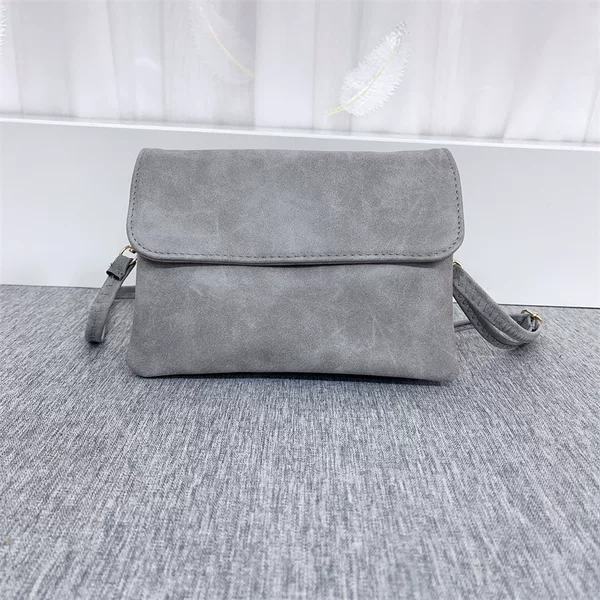 Simple Retro Frosted Leather Mobile Phone Bag Fashionable New Zipper Crossbody Small Bag Korean Solid Color Single Shoulder Mobile Phone Bag