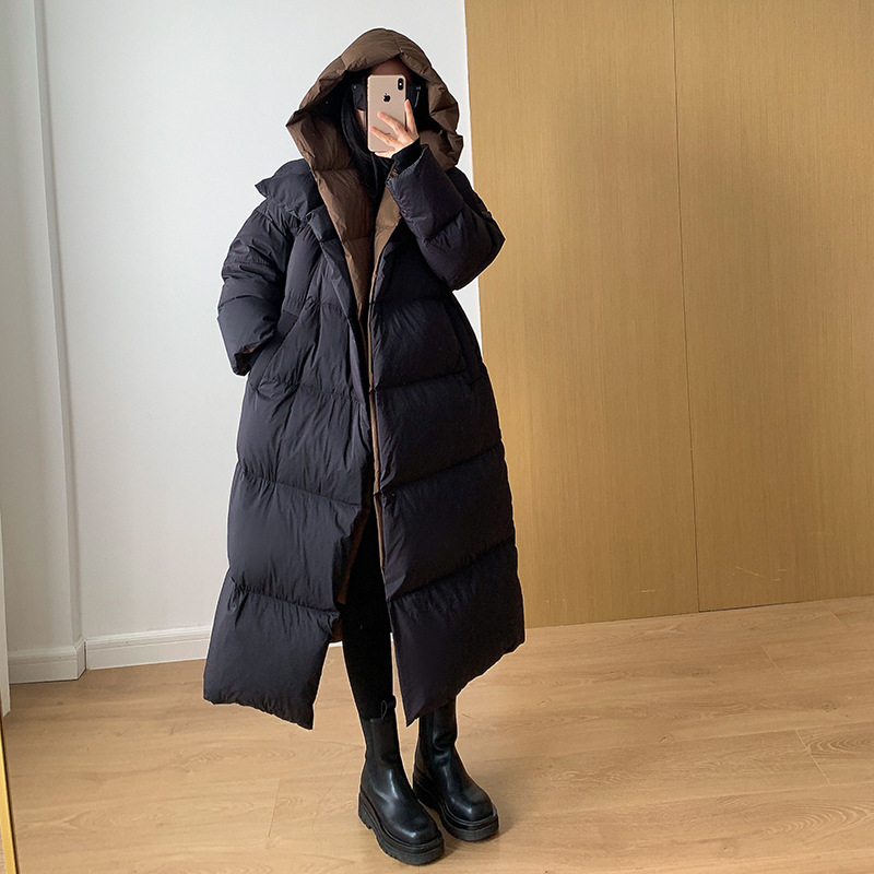 [Yichen] 24 Winter Ping Lake Luxurious and Attractive Fake Two-Piece down Jacket Women's Long Over-The-Knee High-End Thickened and Loose
