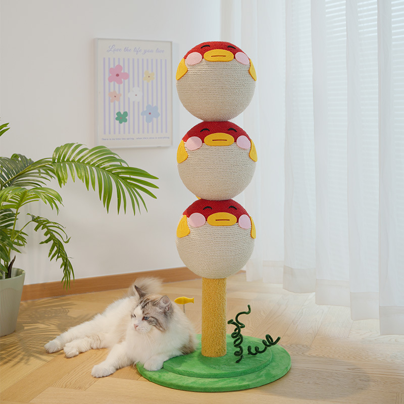 Trendy Cat Scratching Ball Pufferfish String Cat Scratching and Playing Integrated Small Cat Climbing Frame Cat Scratching Board Cat Jumping Platform Cat Toy