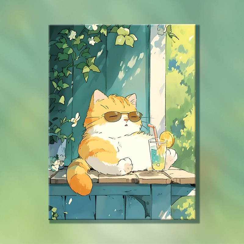 ✅Фуци Fat Cat Diy цифровая масляная живопись 2025 новый стиль чтобы снять стресс тело вручную рисование раскраска самостоятельно