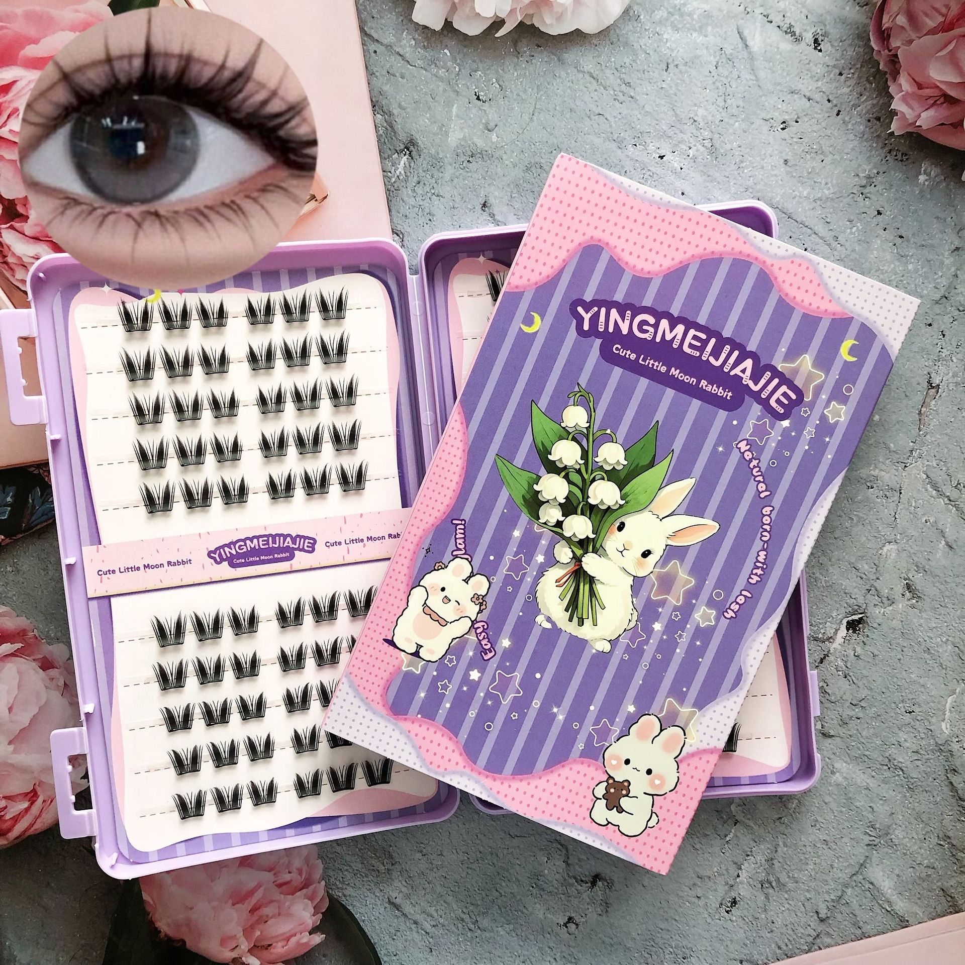 20 filas de paquete de caja de regalo de pestañas falsas transfronterizas, pestañas falsas densas, pestañas falsas sin pegamento.