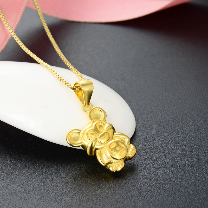 Oro ratón plata esterlina collar clavícula cadena lindo Super lindo suerte oro ratón Zodiaco colgante hombres y mujeres colgante