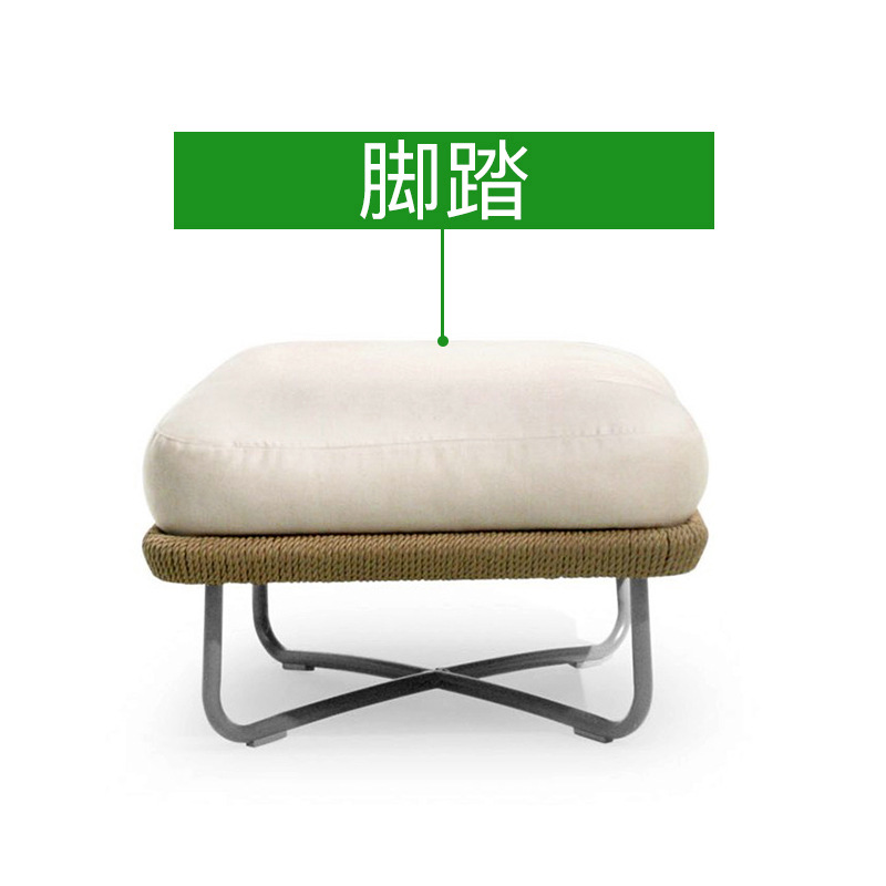 Sofá de caña Jardín exterior balcón ocio silla de caña mesa de té combinación al aire libre impermeable minimalista muebles de hotel villa