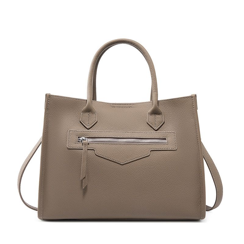 Large Capacity Women's Genuine Leather Tote Bag, Niche Designer Luxury Commuter Laptop Briefcase - Thumbnail 6