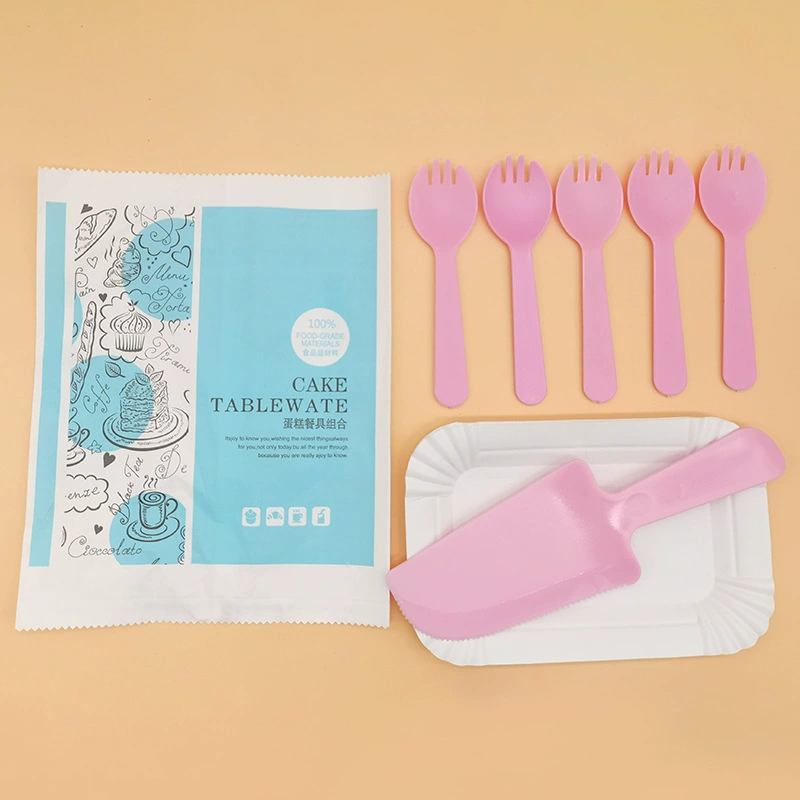 Dongguan source manufacturers spot wholesale disposable cake knife fork spoon rectangular plate combination set large quantity discount