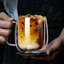 玻璃杯 带把耐热高硼硅玻璃奶茶饮料马克杯 多规格玻璃隔热双层杯
