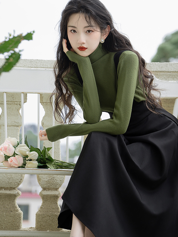 冬裙法式淑女气质穿搭甜美奶乖套装秋背带裙连衣裙新款裙子女秋冬