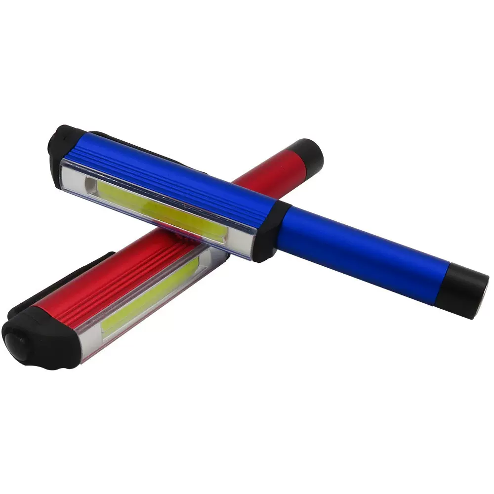 便携COB多功能徒步防身汽车维修铝合金笔形灯3w手持干电池手电筒