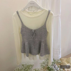 韓系東大門の新型の小柄な年齢を減らしてニットの小さいベストの女性を編んで洋風の袖なしの小さい馬の甲の女性を着ます。