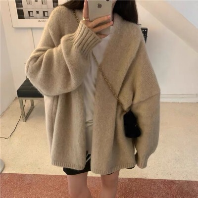 Lazy Style Gentle Cardigan Loose Sweater 2026 Korean Autumn and Winter New Sweet Solid Color Design Knit Jacket Lazy Style Gentle Cardigan Loose Sweater 2026 Korean Autumn and Winter New Sweet Solid Color Design Knit Jacket